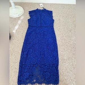 Bardot Royal Blue Lace Midi Dress